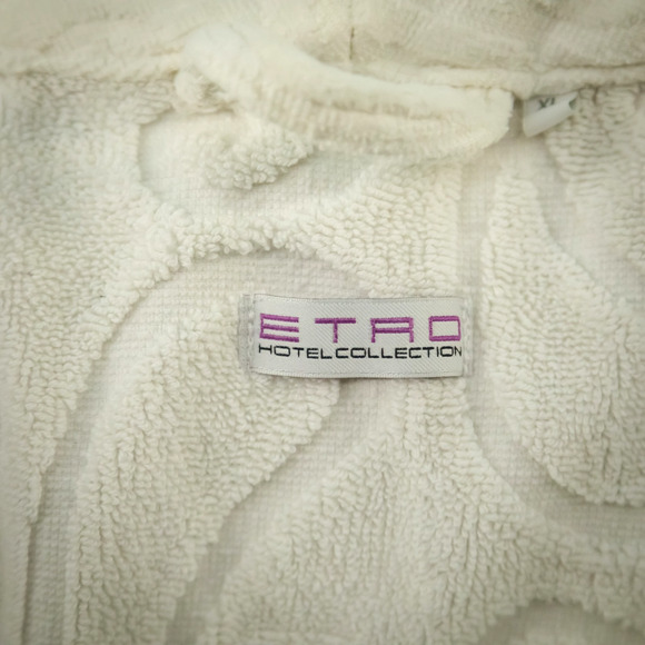 Etro Hotel Collection Size XL White Kimono Paisley Print Belted Cotton Robe - Picture 4 of 7